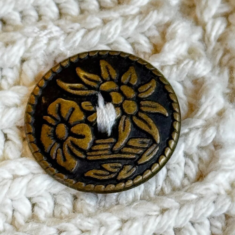 Fisherman Sweater ALPS Vintage Cardigan Ivory Chunky Brass Buttons Scandi Girl - Picture 2 of 8